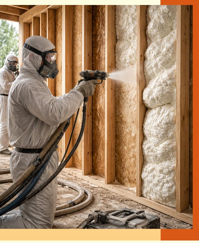 Утепление каркасного дома ППУ в Гагарине от 2913 руб./м2 — работа под ключ | ТепломастерГгр