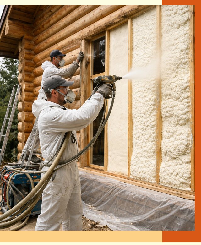 Утепление деревянного дома ППУ в Гагарине от 4370 руб/м2 | ТепломастерГгр — под ключ