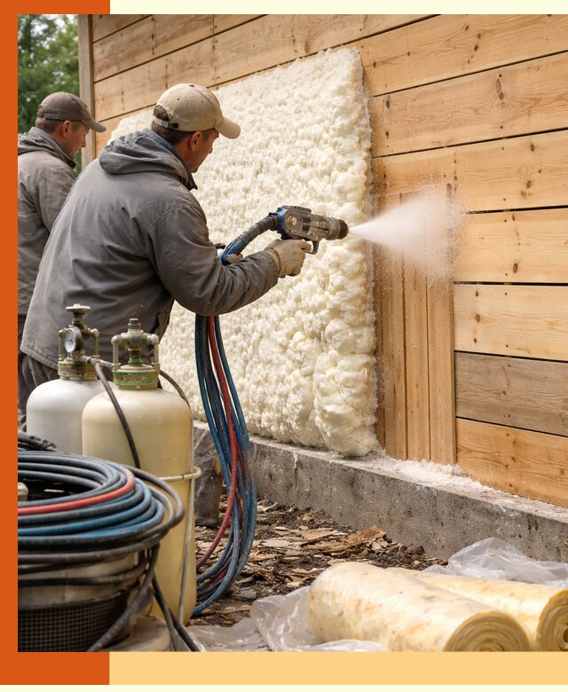 Утепление деревянного дома пенополиуретаном в Гагарине