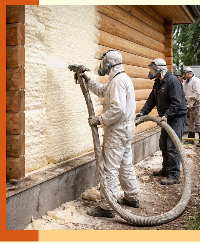 Утепление дома из бруса пенополиуретаном в Гагарине