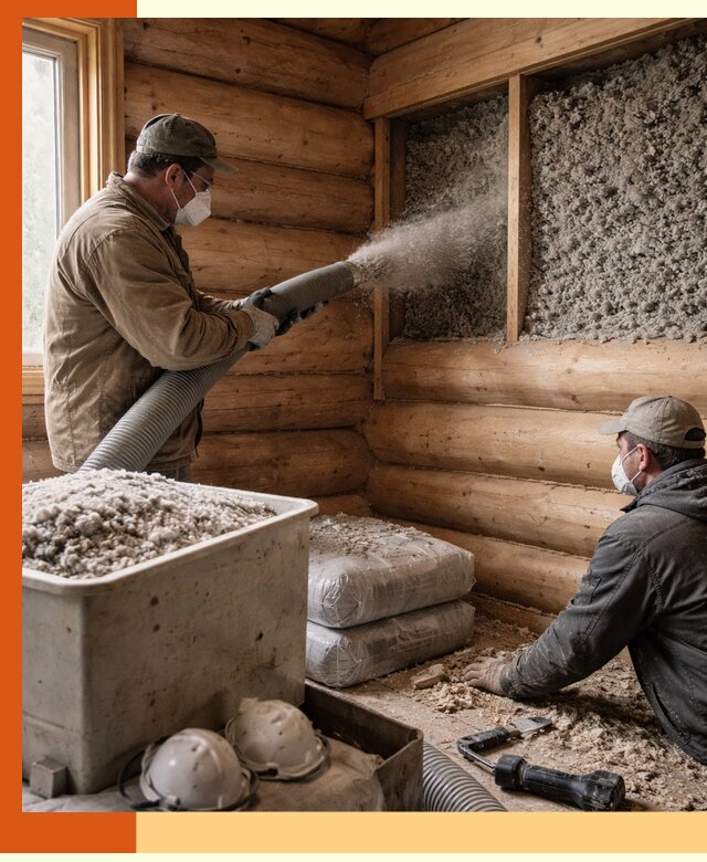 Утепление дома из бруса эковатой в Гагарине