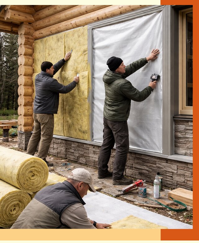 Утепление бревенчатого дома в Гагарине от 7959 руб/м2 — заказать под ключ | ТепломастерГгр