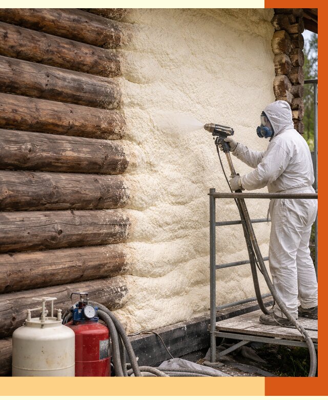 Утепление бревенчатого дома ППУ в Гагарине под ключ от 6503 руб. | ТепломастерГгр