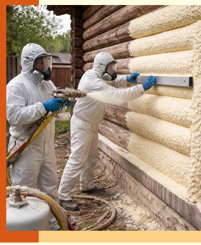 Утепление бревенчатого дома ППУ в Гагарине эффективной изоляцией