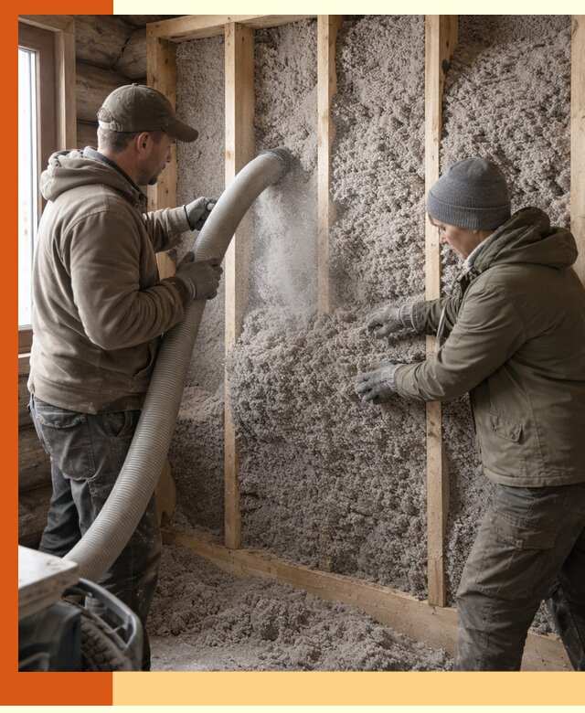 Утепление бревенчатого дома эковатой в Гагарине