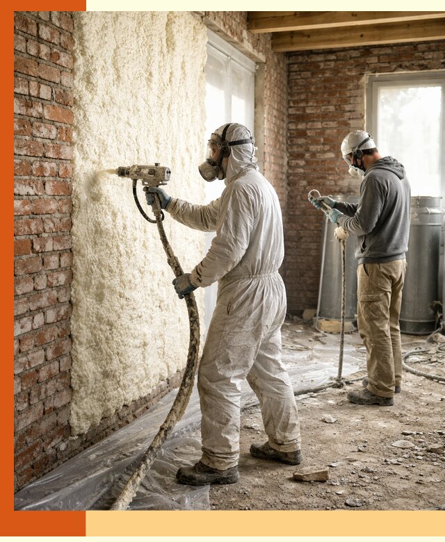 Утепление кирпичного дома пенополиуретаном в Гагарине