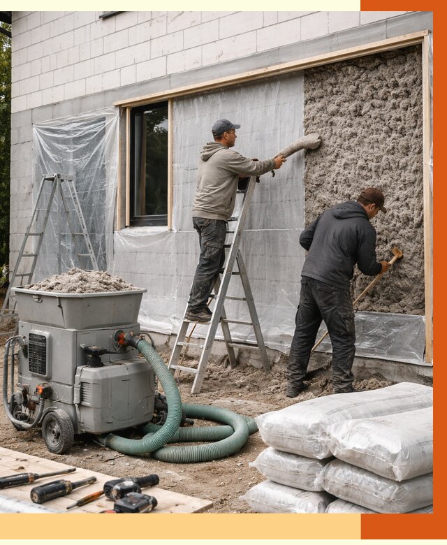 Утепление дома из газобетона эковатой в Гагарине от 4682 руб./м2 | ТепломастерГгр