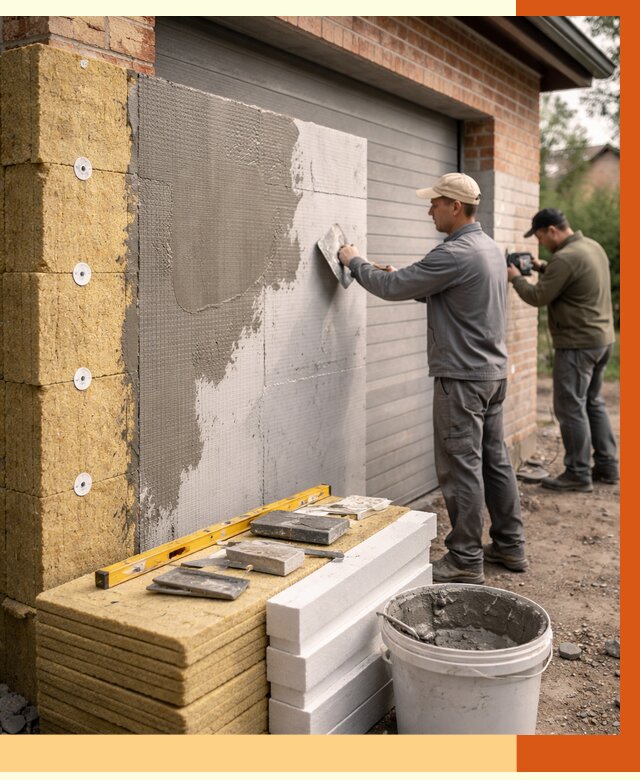 Утепление гаража снаружи в Гагарине от 4370 руб. за м2 — наружное утепление под ключ | ТепломастерГгр