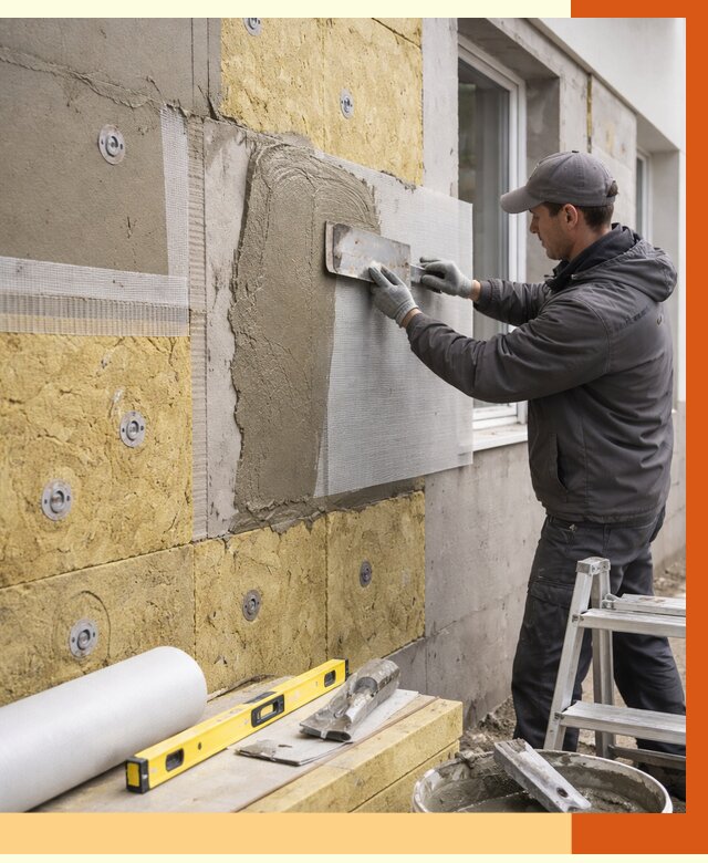 Утепление фасада под штукатурку в Гагарине от 4370 руб/м2 — монтаж пенопластом и минватой | ТепломастерГгр