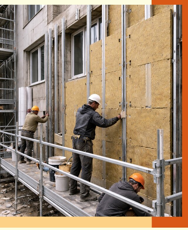 Утепление вентилируемого фасада в Гагарине от 5826 руб/м2 — монтаж и утепление вентфасад | ТепломастерГгр