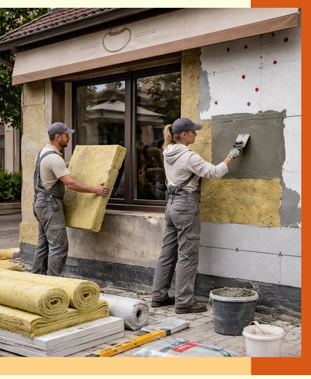 Утепление кафе в Гагарине от 4370 руб/м2 — комплексно под ключ | ТепломастерГгр