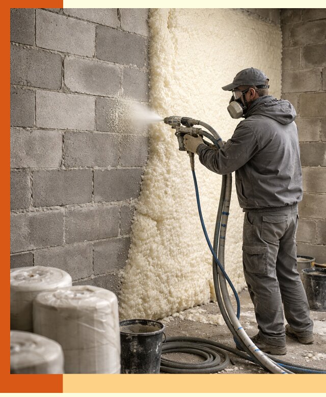 Утепление блочной стены ППУ в Гагарине качественно и надёжно