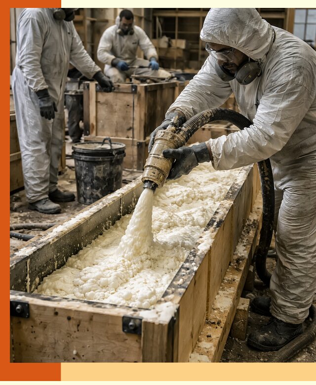 Заливка пенополиуретана в формы для утепления в Гагарине