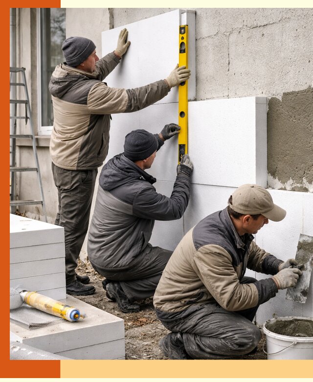 Утепление пенопластом наружных стен и фасадов в Гагарине