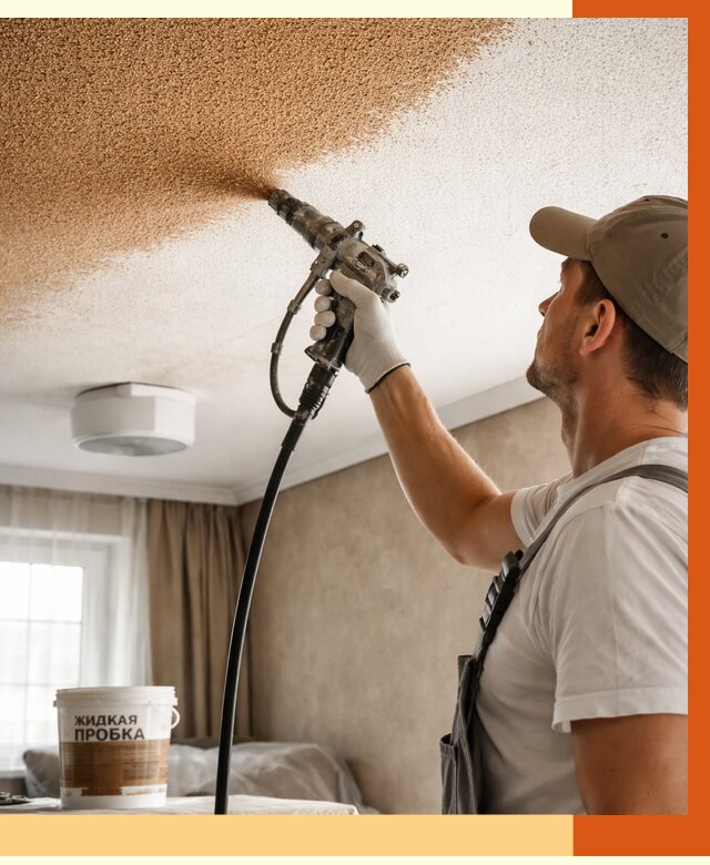 Утепление потолка жидкой пробкой в Гагарине от 3641 руб. | ТепломастерГгр