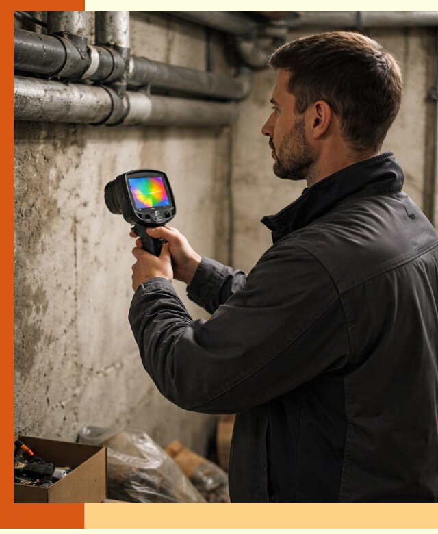 Тепловизионное обследование подвала в Гагарине для поиска утечек тепла