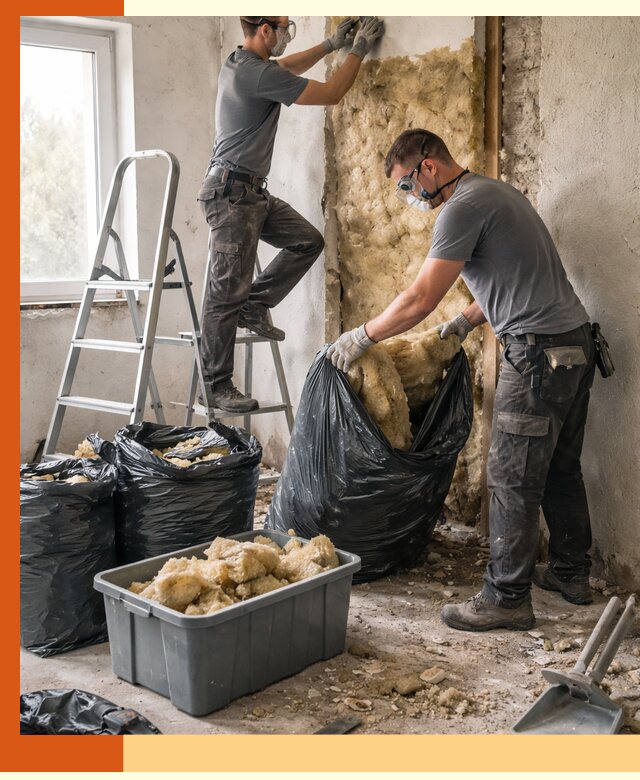 Демонтаж старого утеплителя и вывоз отходов в Гагарине